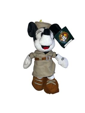 Disney Minnie Mouse Plush in Beige Safari Outfit with Brown Shoes